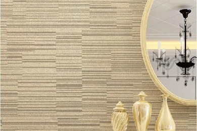 Cream/Beige/Brown Metallic Design Horizontal Stripes Pinstripe ...