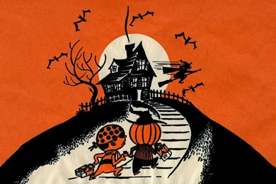 Neato Coolville: HALLOWEEN WALLPAPER: UP THE HILL TRICK OR TREAT