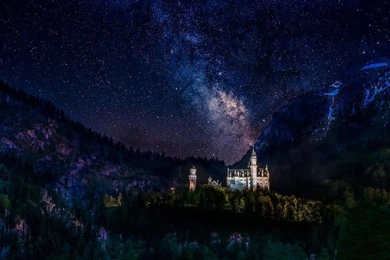 Neuschwanstein Castle Milky Way Night Wallpapers Free Desktop ...