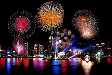 Fireworks City On The Night Wallpapers Download