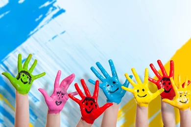 Download Wallpapers 2560x1600 Hands, Paint, Children, Happiness ...