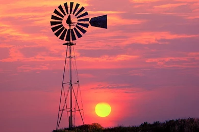 Nature: Windmill At Sunset Near Colfax Washington, Picture Nr. 23460