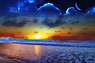 Beach Scene At Dusk Wallpapers Hd 2560x1600 : Wallpapers13.com