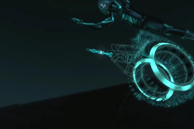 Tron Legacy Jumping On The Motorcycle HD Wallpapers