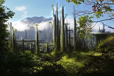 Organic Sci Fi Rainforest   Science Fiction Landscapes Wallpapers Image