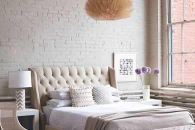 SOFT INDUSTRIAL CHIC WITH BRICK EFFECT WALLPAPER   Lobster And Swan