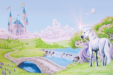 Princess Castle With Unicorn Wallpapers Mural (Style 1) [Style 1 ...