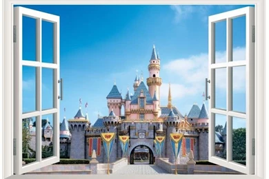 Newest 3D Ancient Princess Castle Window View Decal Wall Sticker ...
