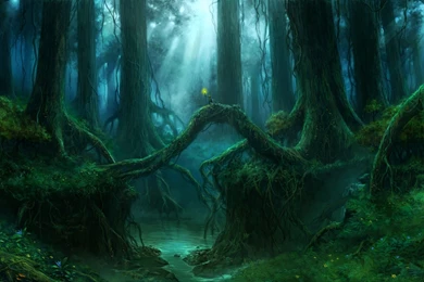 Gothic Forest Trees Fantasy River Mood Wallpapers
