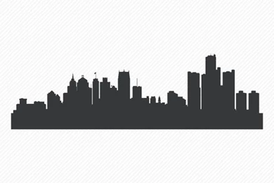 CLEARANCE] Warm Grey 40" Detroit Michigan Skyline Vinyl Wall Decal ...
