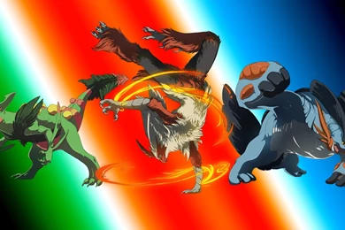 1366x768 Hoenn Mega Starters Wallpapers (Original Art By ...