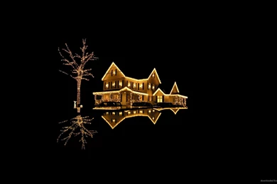 Download 1920x1080 Lit House In The Dark Wallpapers