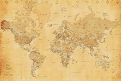 Giant wallpaper wall mural old vintage world map theme design [2 ...