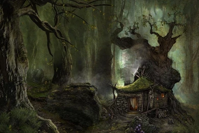 CREEPY FOREST HOUSE WALLPAPER   (