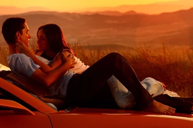 Download Wallpapers 1920x1080 Couple, Romance, Car, Sunset, Kissing ...