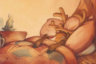 Rudolph On Bed   Rudolph Red Nosed Reindeer Illustration Wallpapers ...