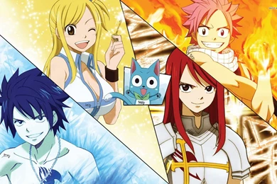 Lucy, Happy, Gray, Natsu, Erza  Fairy Tail Wallpapers   Anime ...