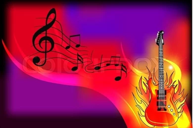 Illustration Music Backgrounds With Guitar And Fire
