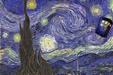 Vincent Van Gogh Starry Night And The Tardis (Doctor Who) Computer ...
