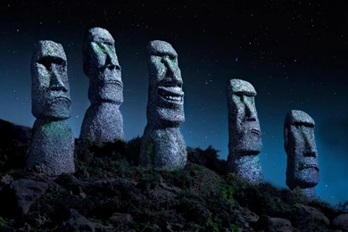 Easter Island, Chile, Starry Night, Statue, Moai, Stone, Monuments ...