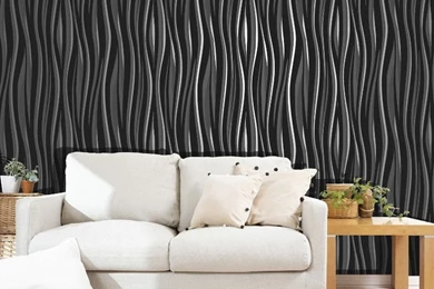 Vymura Wave Glitter Suede Effect Wallpapers In Black   M0893
