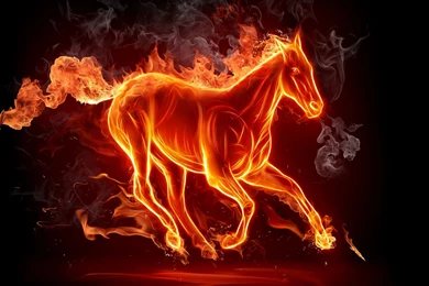 Running Horse With Fire Flames