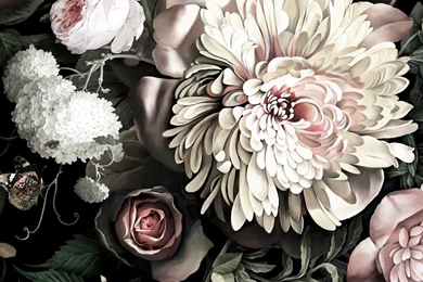 Dark Floral II Black Saturated   By Ellie Cashman Design