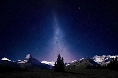 Wallpapers Night, Sky, Mountains, Stars, Milky Way, Starry Sky ...