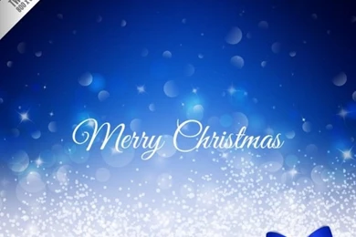 Merry Christmas Bokeh Backgrounds With A Blue Bow Vector