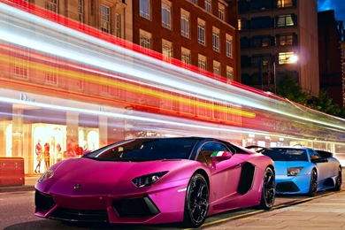 Pink Lamborghini City Wallpapers