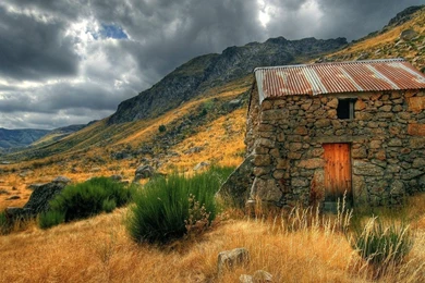 Clouds Landscapes Mountains Nature Old House Wallpapers ...