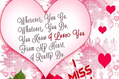 Love Heart Miss You With Message Quotes Wallpapers