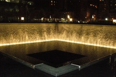 One Of The Gigantic Waterfalls At The 9/11 Memorial