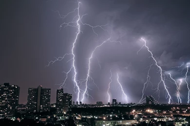 2560x1440 Lightning City Wallpapers