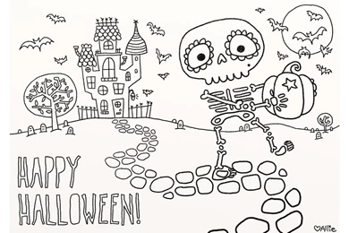 Coloring Book Happy Halloween 4K Wallpapers