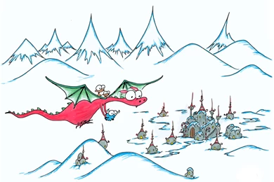 A Christmas Dragon Flying To The North Pole