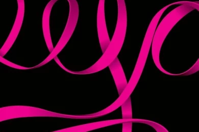 Neon Pink Ribbon On Black Backgrounds