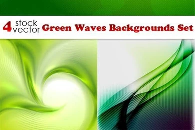 Vectors   Green Waves Backgrounds Set » Vector, Photoshop PSD ...