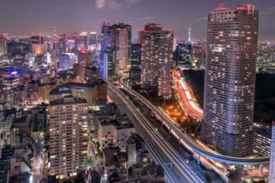 Shiodome Skyline at Night Minato Tokyo Japan 4K Wallpapers 900x506.jpg