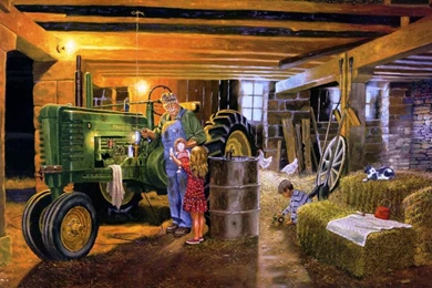 PLAYING IN THE BARN WALLPAPER   (