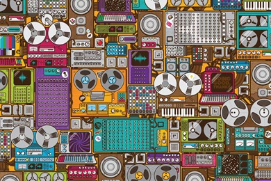 HD Retro Music Devices Pattern Wallpapers