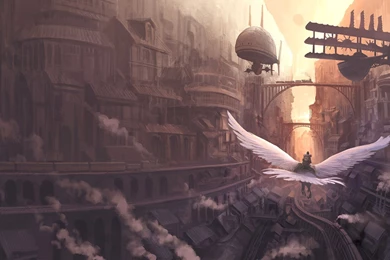 Flying through the steampunk city fantasy hd wallpaper 1920×1200 ...