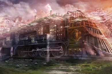 Steampunk Sci fi Futuristic Railroad Train Cities Locomotive Steam ...