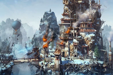 Steampunk Sci fi Futuristic Cities Warriors Mecha Battle War ...