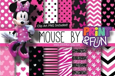 Hot Pink, Black, Glitter, Digital Paper, Hearts, Patterns, Background…