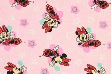 Minnie Mouse Floral Badges Pink   Discount Designer Fabric ...