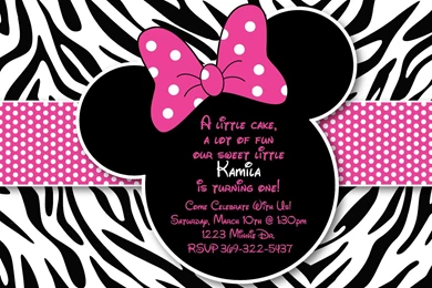 Minnie Mouse Zebra Birthday Party Custom By HeathersCreations11