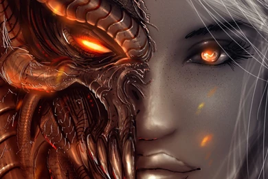Download Wallpapers 3840x2160 Diablo 3, Art, Girl, Angel, Demon ...