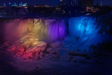 Niagara Falls At Night American Side   Wallpaper.