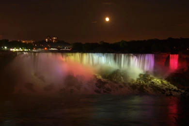 Niagara Falls At Night In Winter   Wallpaper.